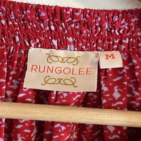 Rungolee Barcelona Embroidered Blouse Women’s‎ Size Medium  Silk Long Sleeve Red - Picture 7 of 8